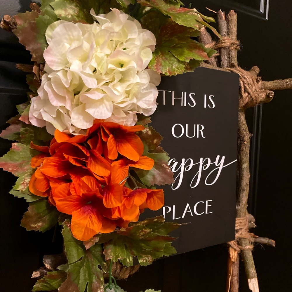 Rustic floral handcrafted door hanger